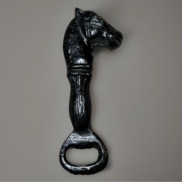 Source Unknown Other - Horse Head Black Cast Iron Bottle Opener 5" Two Sided Time Worn Paint Charming